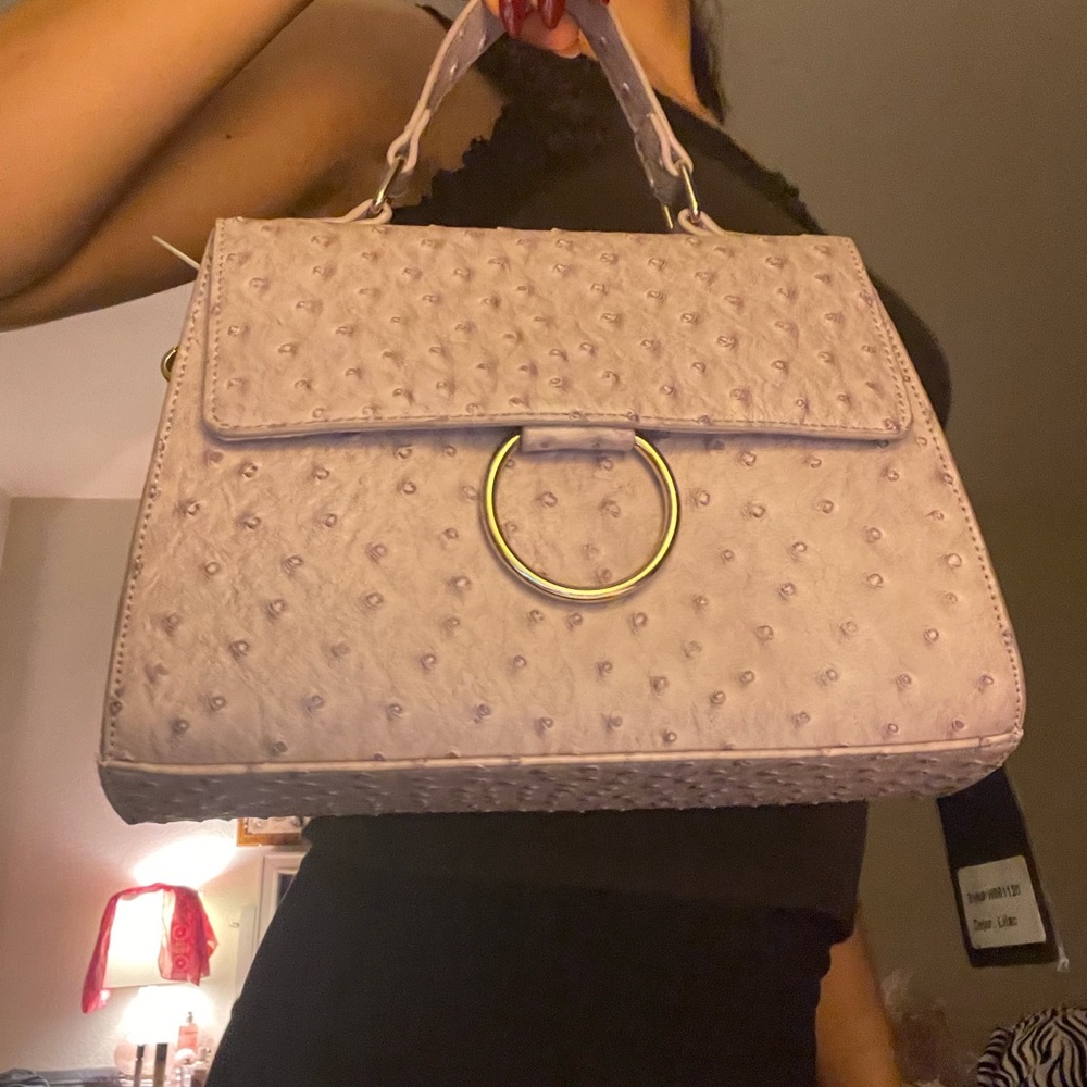 Crocodile like light purple bag with strap. NEW